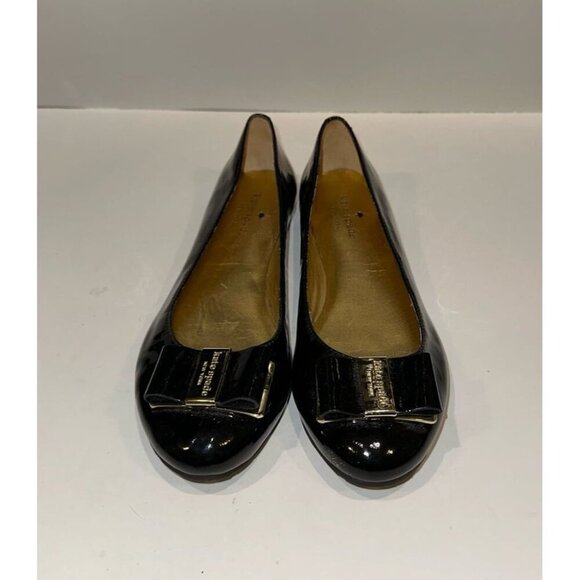Kate Spade Tock Black Patent Leather with Bow Ballet Flats  Size 7.5 - Picture 1 of 8